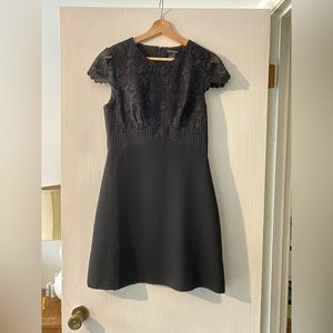 Club Monaco Black Floral Lace Midi Cocktails Dress